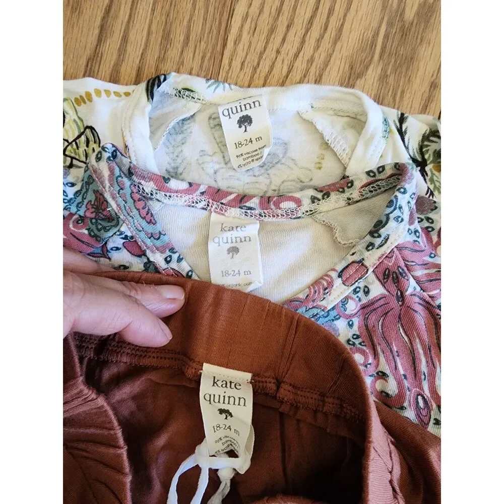 Kate Quinn 18-24M Lot of 3 Firebird Jungle Leopards LS Kimono Body Suits Pants